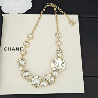 Chanel Bib-Style Crystal and Pearl Necklace