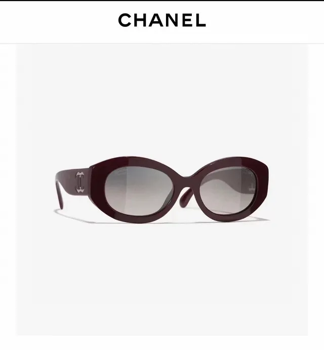 Chanel 黑色椭圆形醋酸纤维镜框 Interlocking CC Logo 太阳镜 2