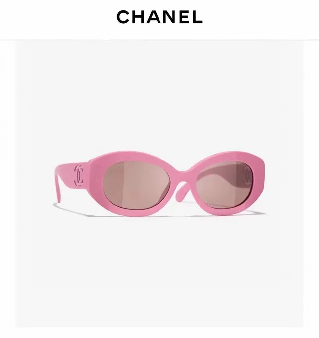 Chanel 黑色椭圆形醋酸纤维镜框 Interlocking CC Logo 太阳镜 4