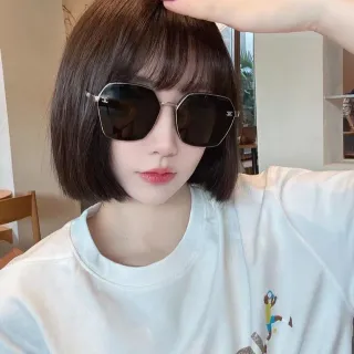 Chanel 黑色银色八边形镜框 薄金属结构太阳镜