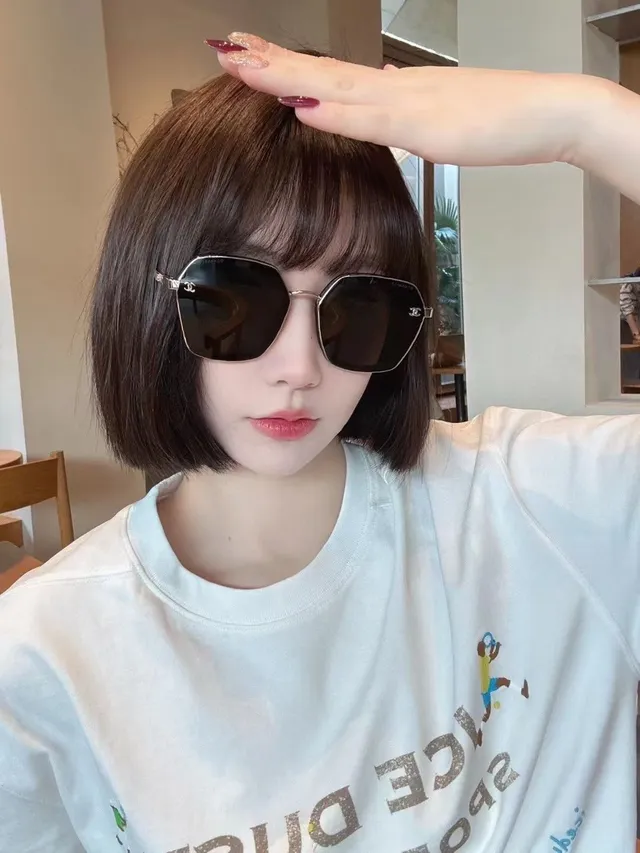 Chanel Black Silver Octagonal Frame Thin Metal Construction Sunglasses 1