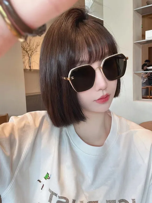 Chanel Black Silver Octagonal Frame Thin Metal Construction Sunglasses 6