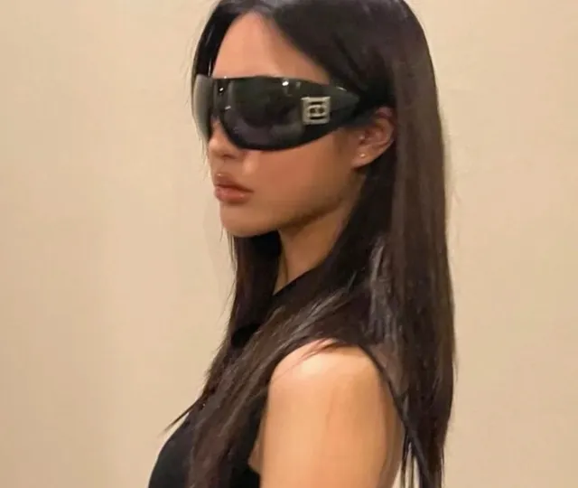 Chanel Black Silver Oversized Shield Acetate Frame Sunglasses 6