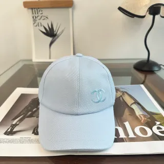 Chanel Blue Six-Panel Construction Embroidered Monogram Baseball Cap