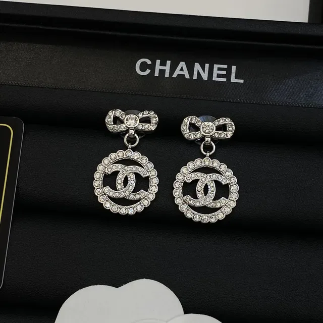 Chanel Bow and CC Crystal Drop Earrings 5