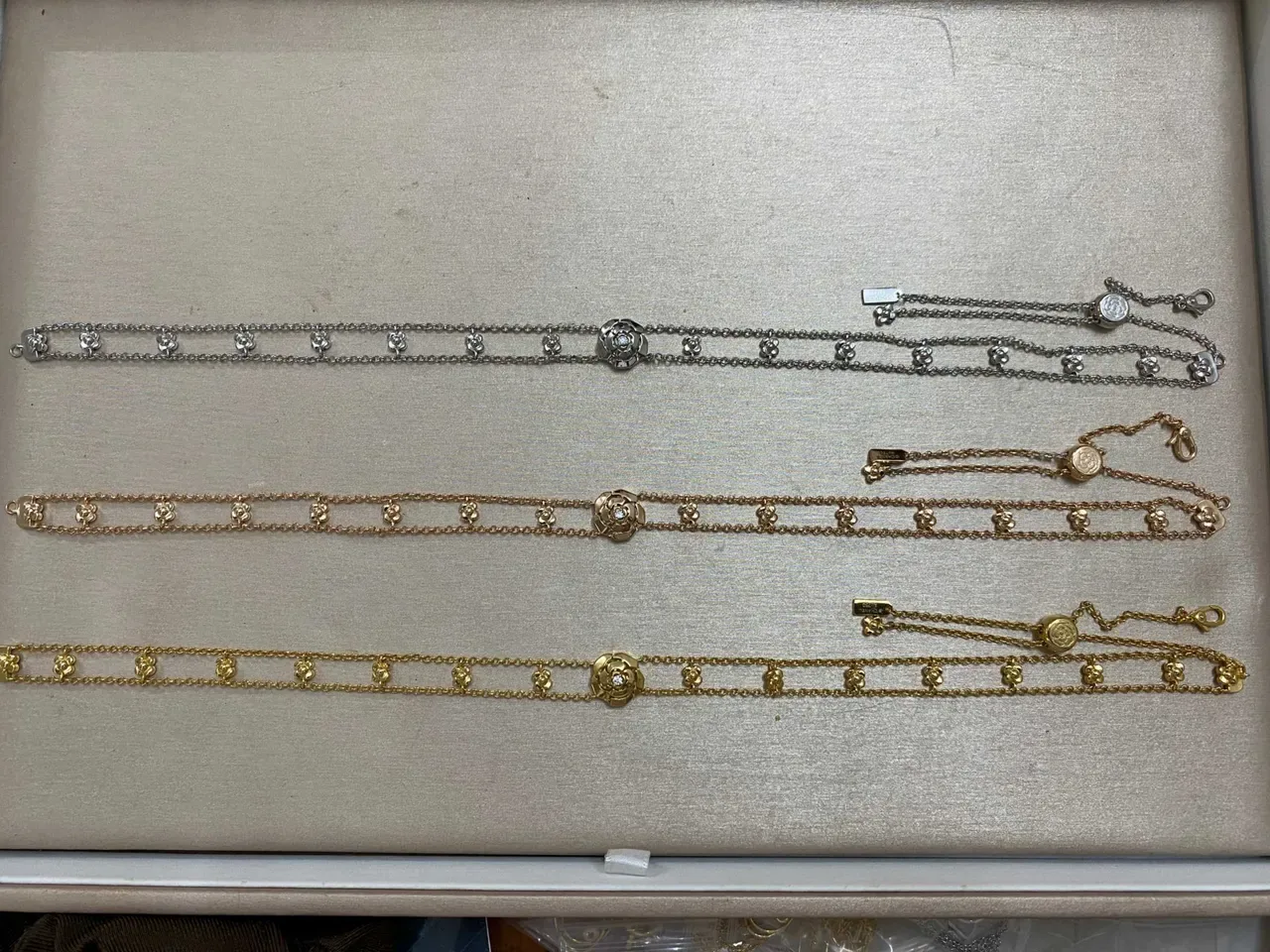 Chanel Camélia Triple-Chain Diamond-Accented Camellia Necklace 2