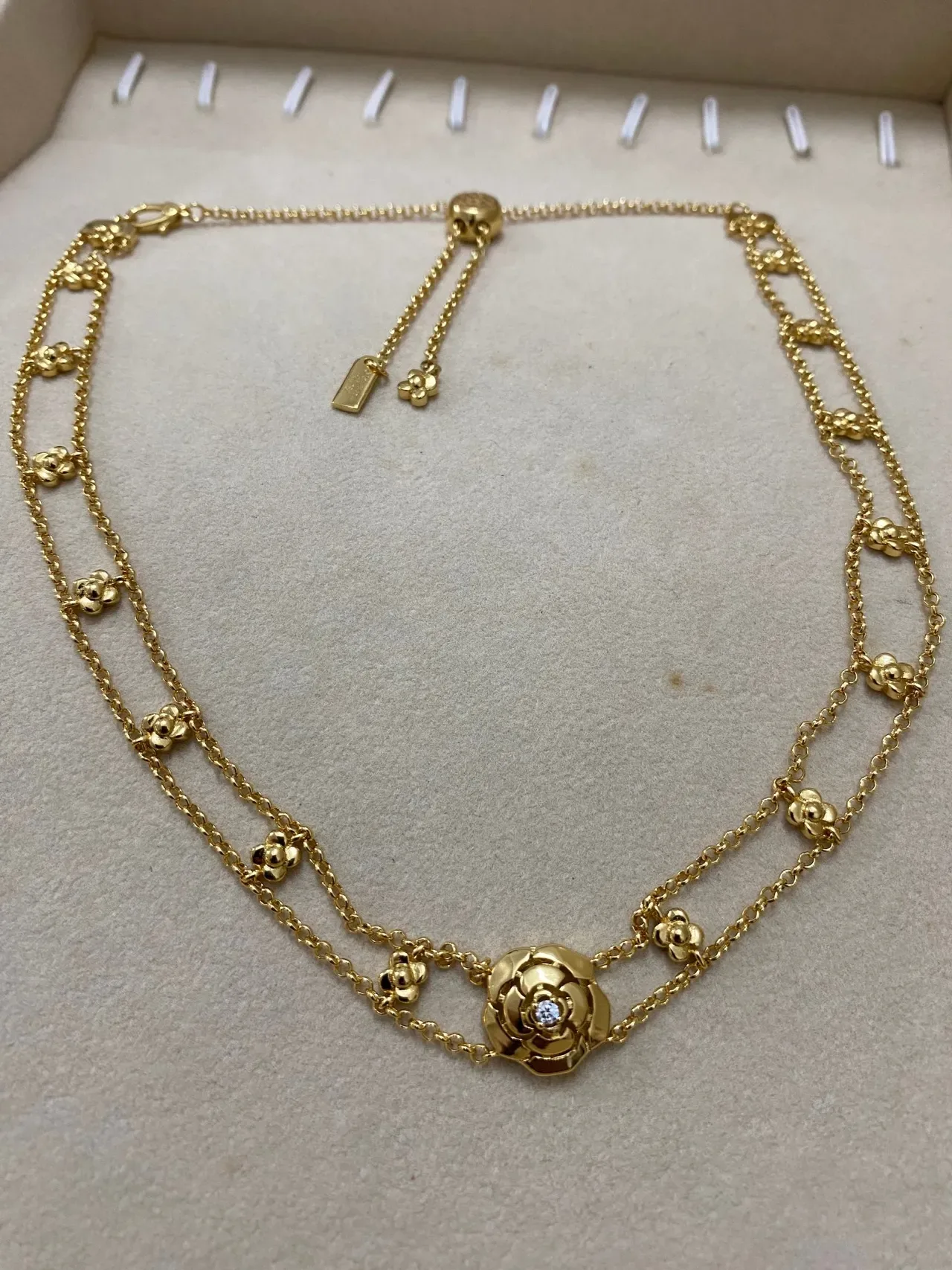 Chanel Camélia Triple-Chain Diamond-Accented Camellia Necklace 4