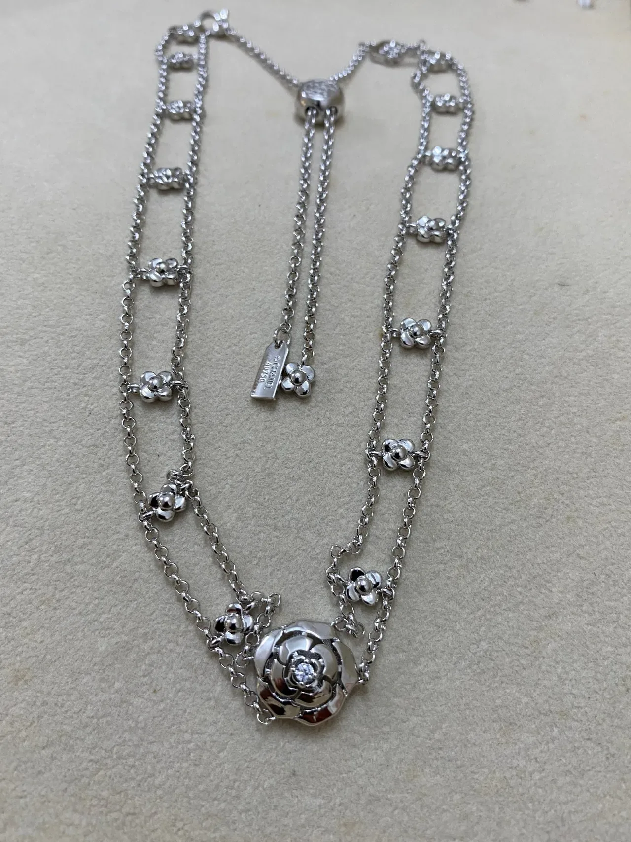 Chanel Camélia Triple-Chain Diamond-Accented Camellia Necklace 5