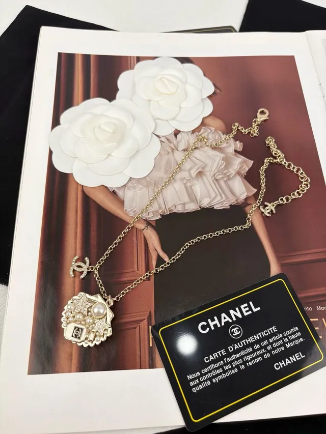 Chanel Camellia Pearl Star Pendant Necklace 3