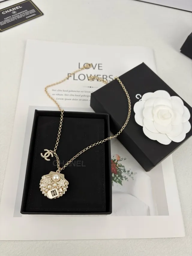 Chanel Camellia Pearl Star Pendant Necklace 4