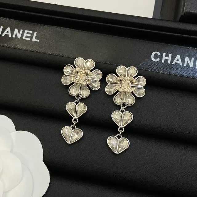 Chanel Camellia Collier Argent Blanc Motif Floral Cristaux 5