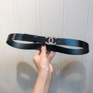 Chanel CC Belt Black Textured Leather Belt