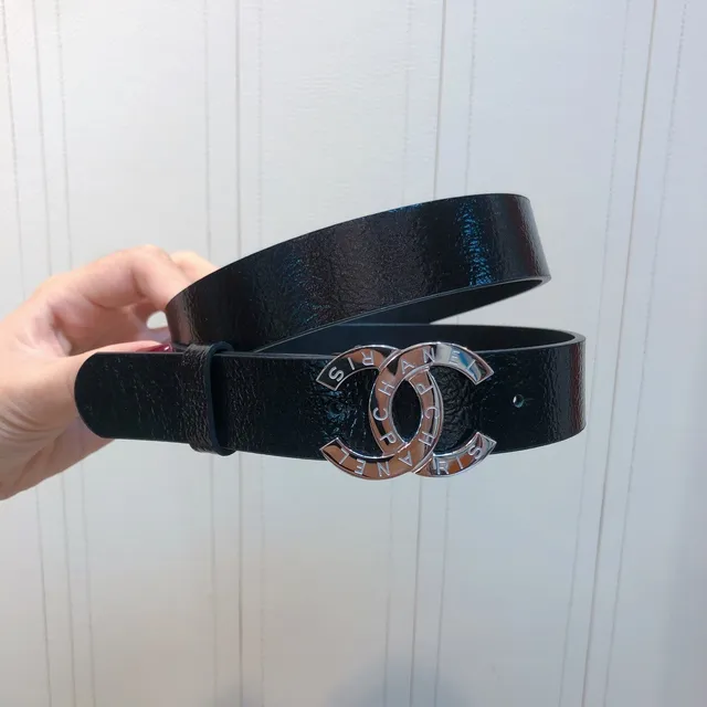 Chanel CC Belt Black Textured Leather Belt 2