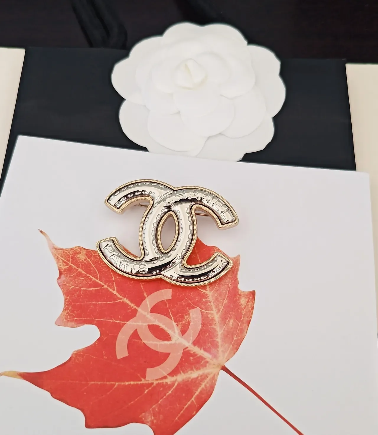 Chanel CC Brooch Silver and Gold-Tone Metal Brooch 3