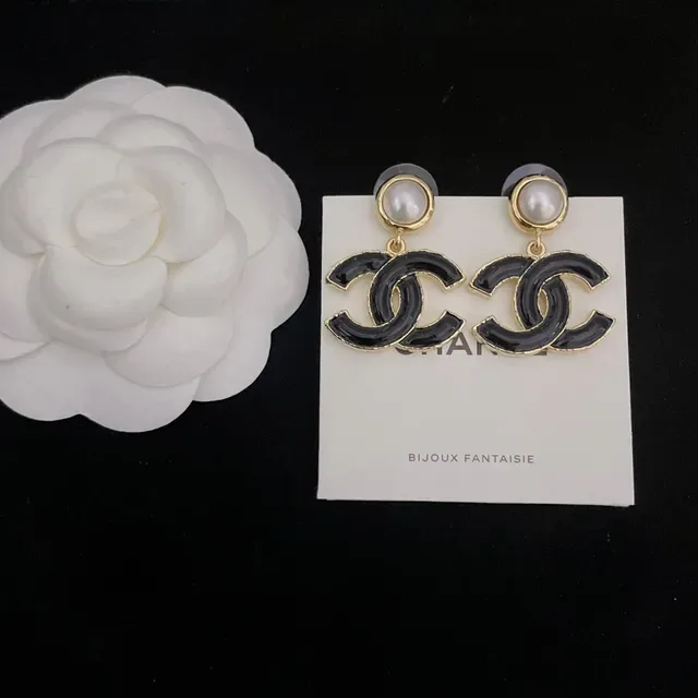 Chanel CC Drop Pink Black Interlocking Logo Enamel Finish Earrings 8