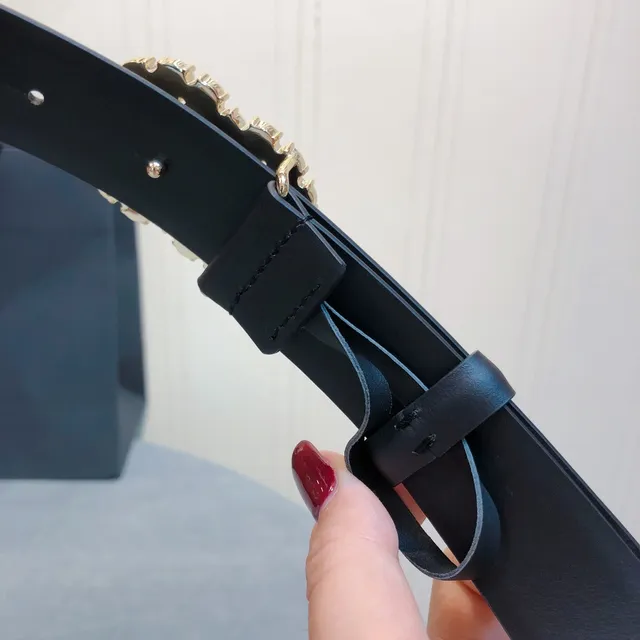Chanel CC Pearl Embellished Black Leather Belt 5