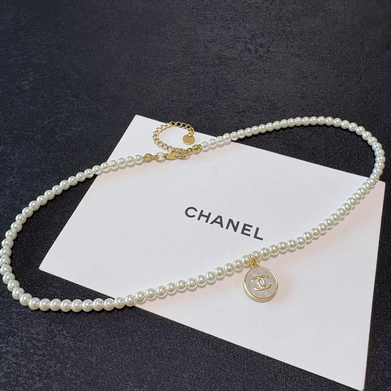 Chanel CC Pearl Necklace White Gold Strand Hardware Necklace 7