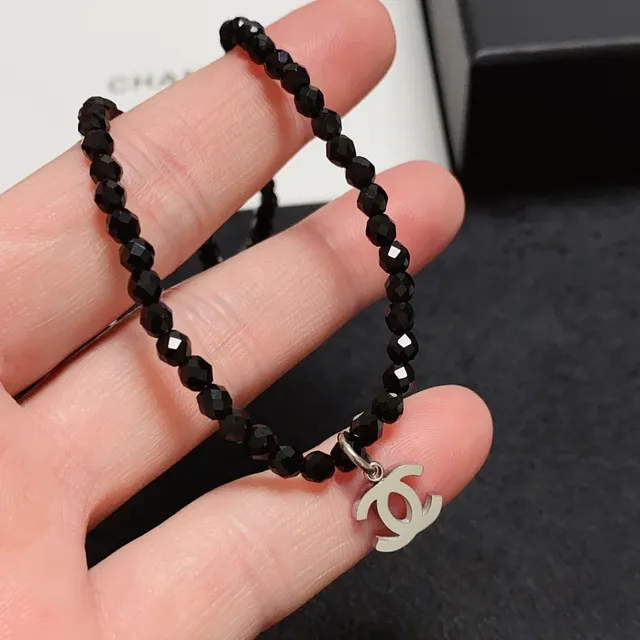 Chanel CC Pendant Beaded Choker Necklace 2