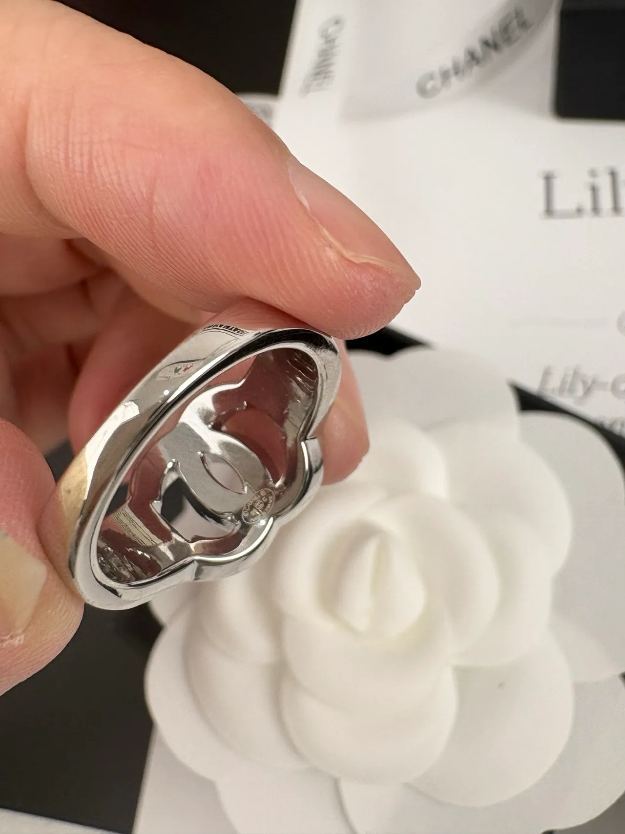 Chanel CC Ring Pavé Crystal Silver-Tone Ring 2