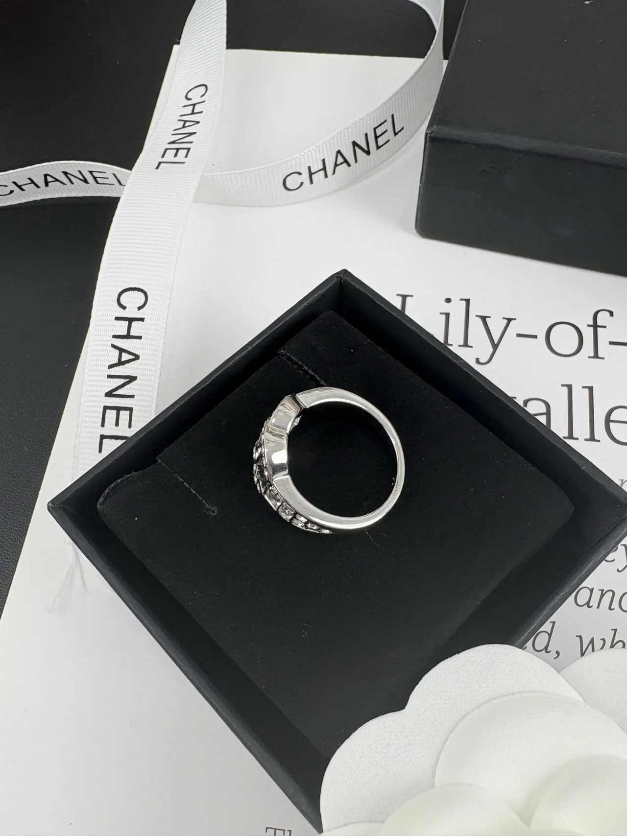 Chanel CC Ring Pavé Crystal Silver-Tone Ring 5