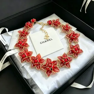 Chanel Floral Enamel and Stone Choker Necklace