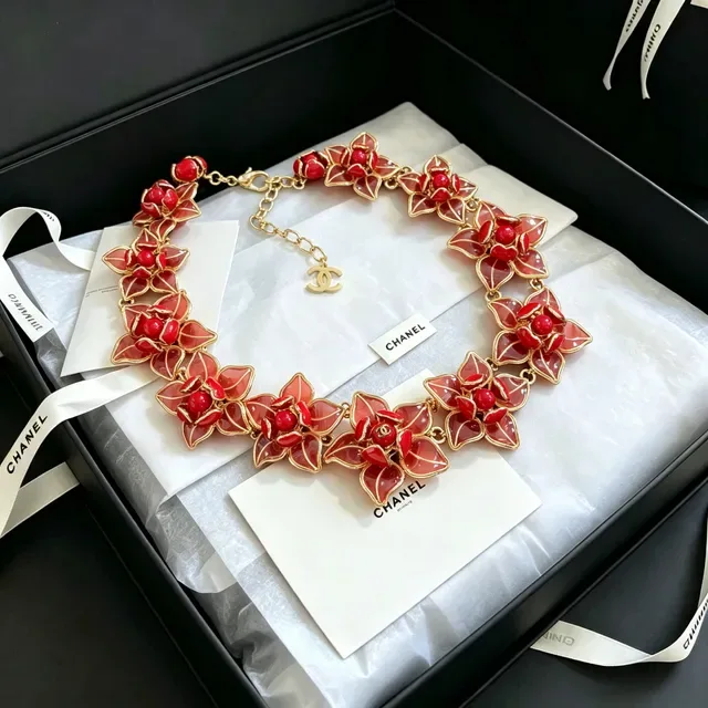 Chanel Floral Enamel and Stone Choker Necklace 8
