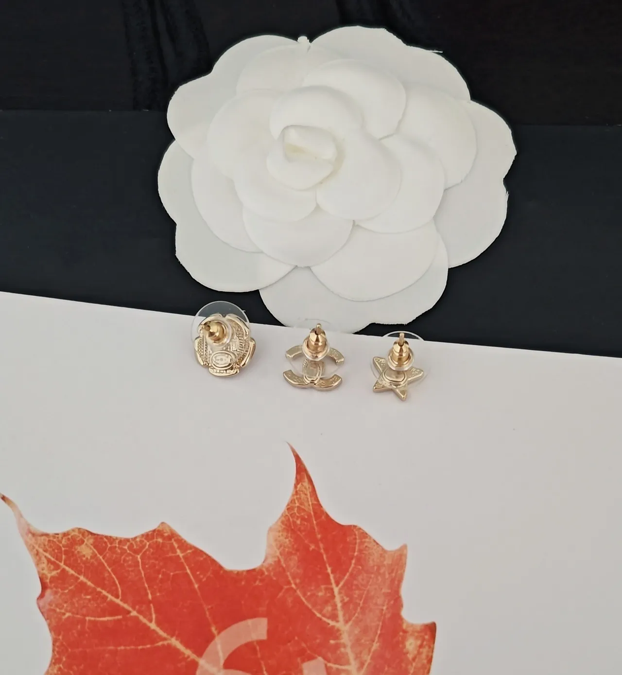 Chanel Gold Pink Metal Crystal-Embellished Earrings 3