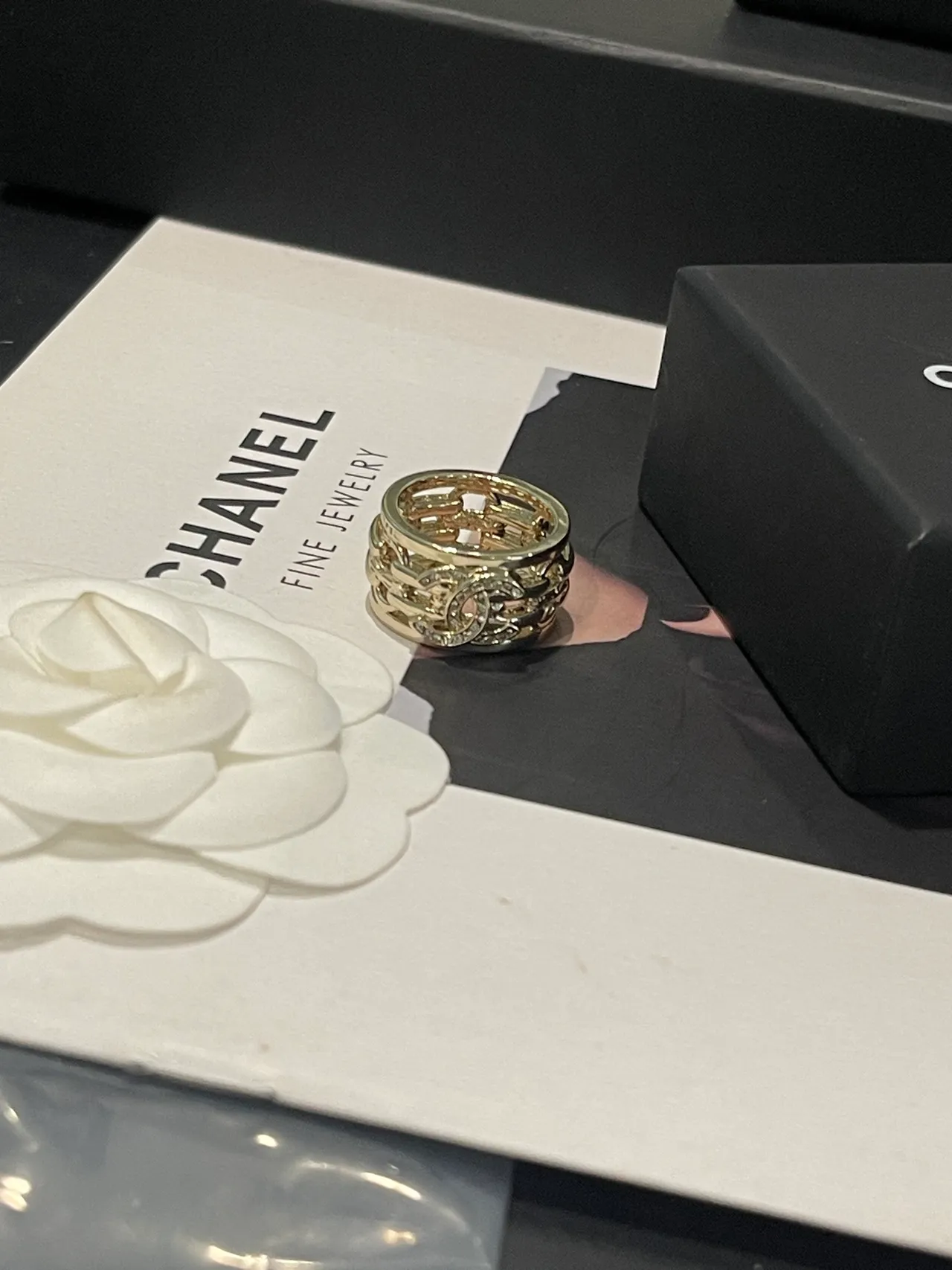 Chanel Gold Silver Multi-Band Pavé Crystal Ring 2