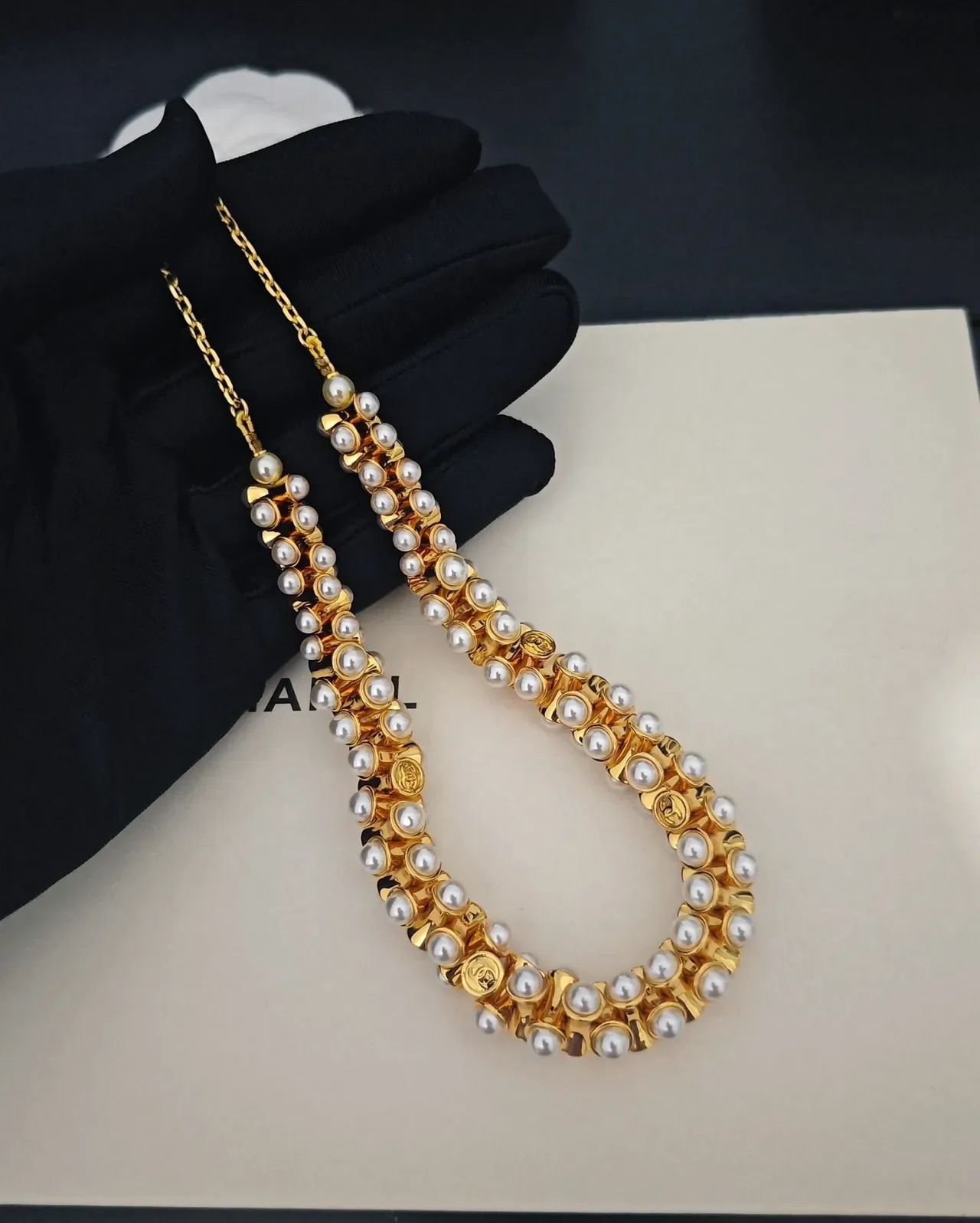 Chanel Gold-Tone Double-Row Pearl Bracelet 2