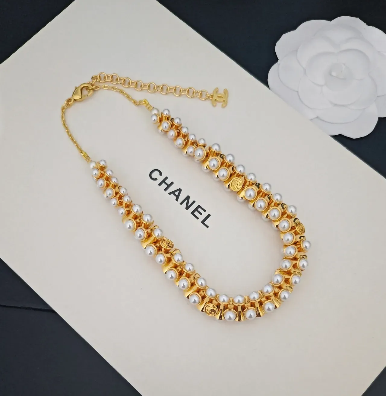 Chanel Gold-Tone Double-Row Pearl Bracelet 3