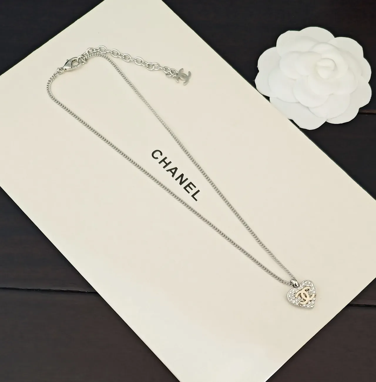 Chanel Heart Pavé Crystal Interlocking CC Necklace 3