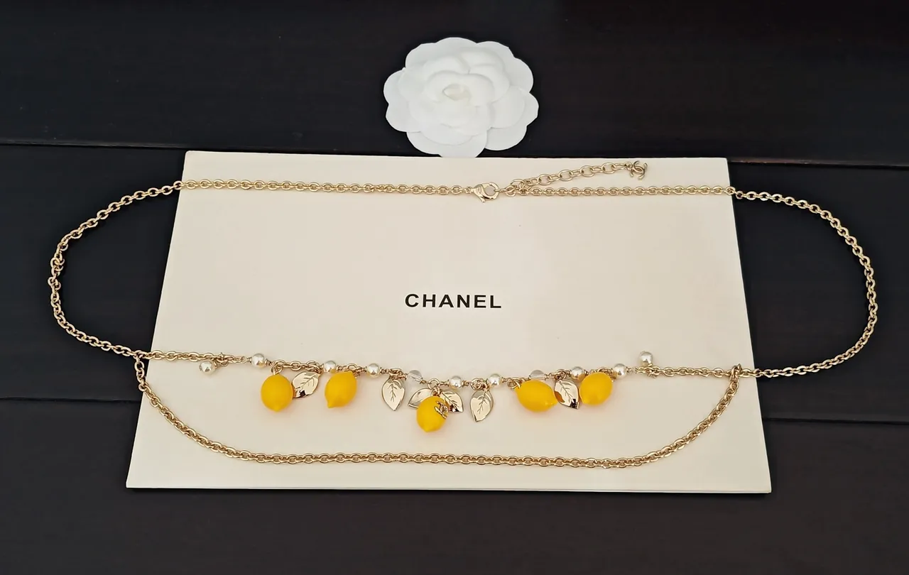 Chanel Lemon Motif Gold-Tone Chain Necklace 4