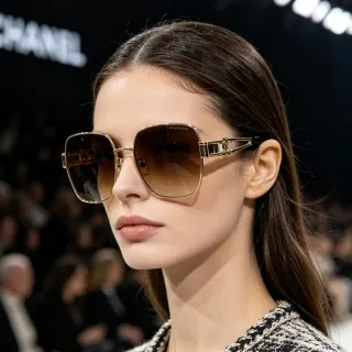 Chanel 超大方形渐变棕色太阳镜