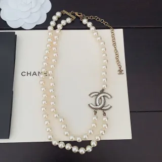 Chanel Pearl Double-Strand CC Logo Necklace