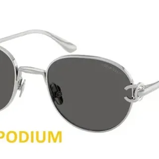 Chanel Podium Oval Metal Frame Dark Gray Sunglasses