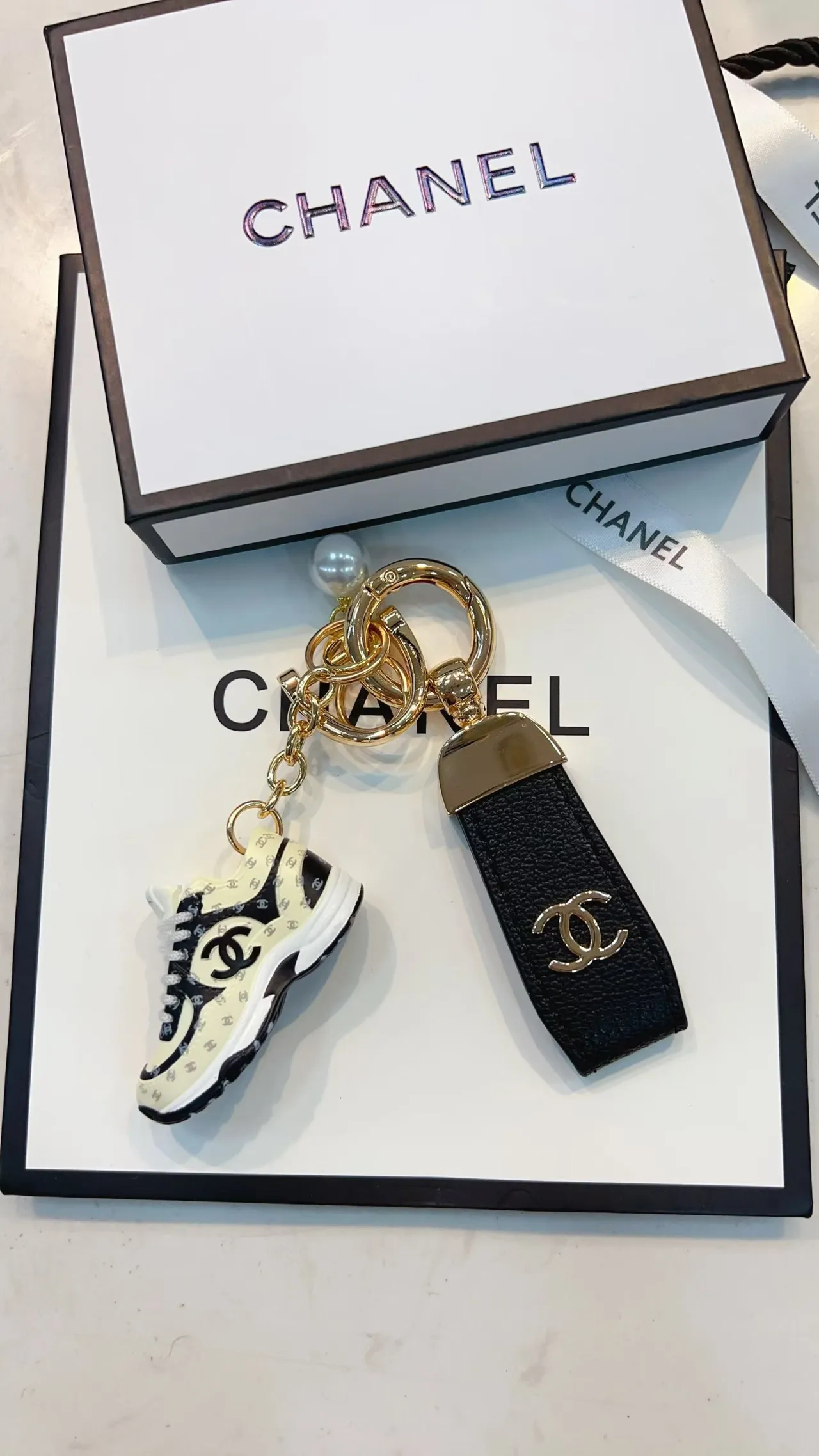 Chanel Sneaker Charm Silver Black Miniature Quilted CC Monogram Handbag 2