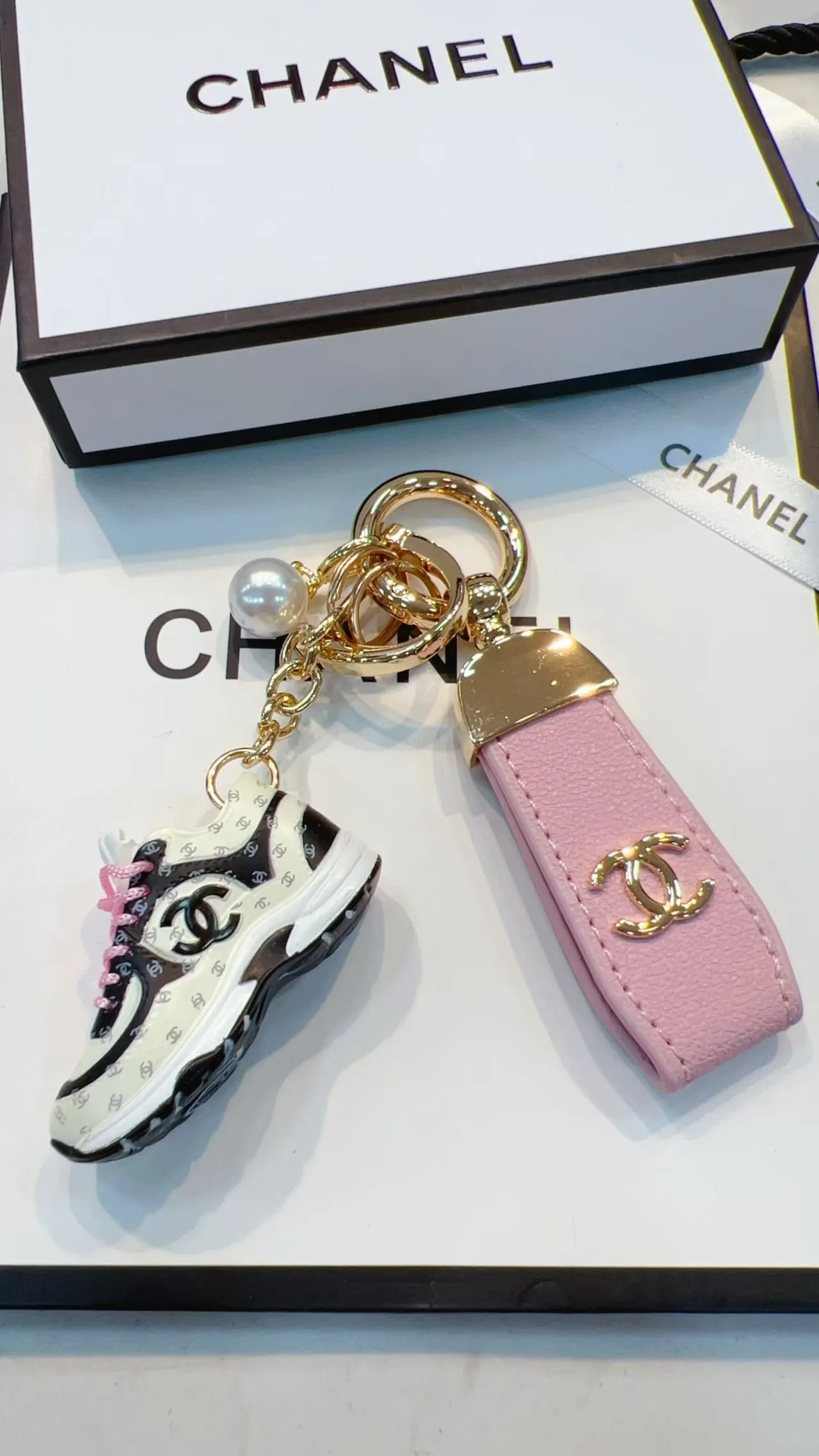 Chanel Sneaker Charm Silver Black Miniature Quilted CC Monogram Handbag 5