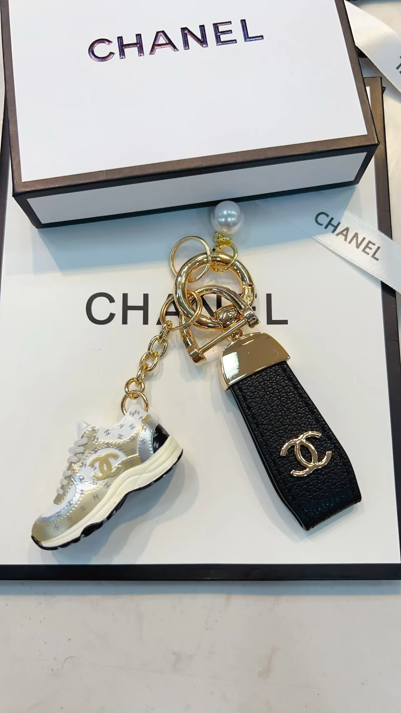 Chanel Sneaker Charm Silver Black Miniature Quilted CC Monogram Handbag 6