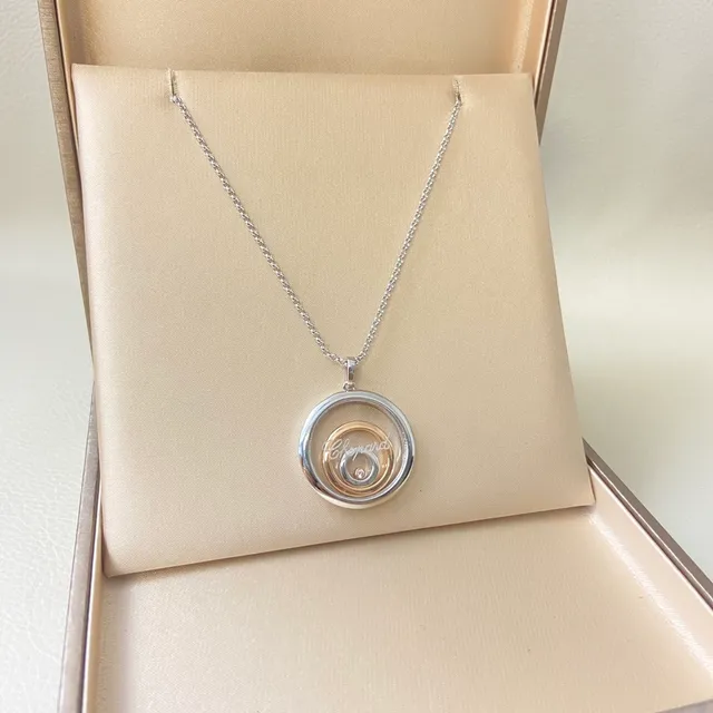 Chopard Collier de deux tons or et argent avec pendentif spirale double rotatif 3