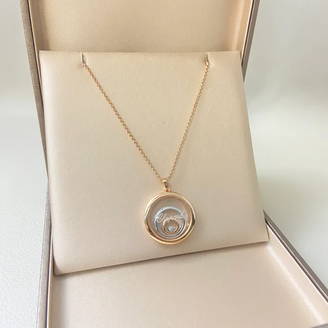 Chopard Collier de deux tons or et argent avec pendentif spirale double rotatif 4