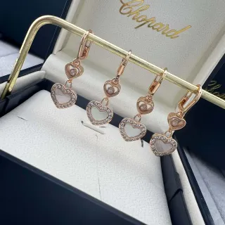 Chopard Happy Hearts Rose Gold Mother-of-Pearl Pavé Crystal Earrings