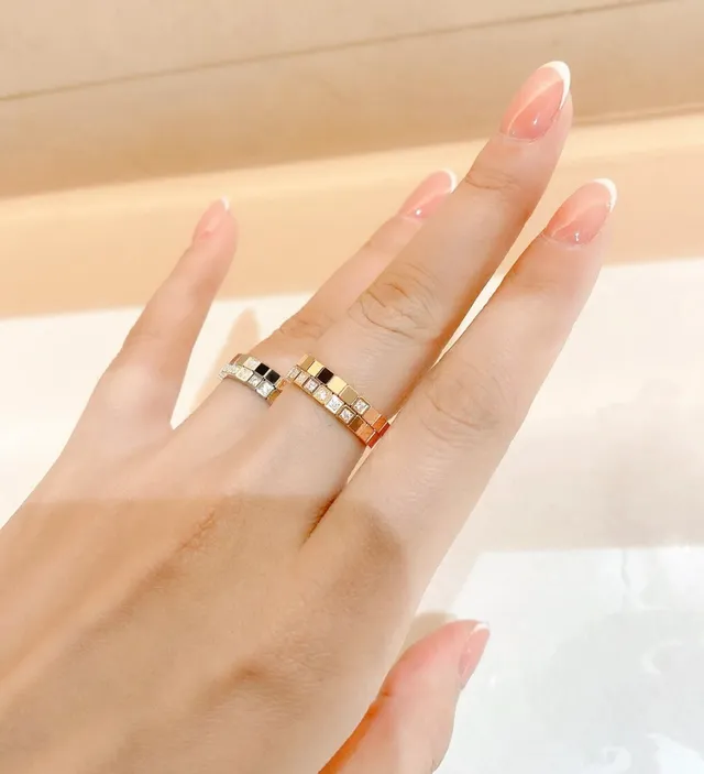 Chopard Ice Cube Channel-Set Diamond Block Link Ring 9