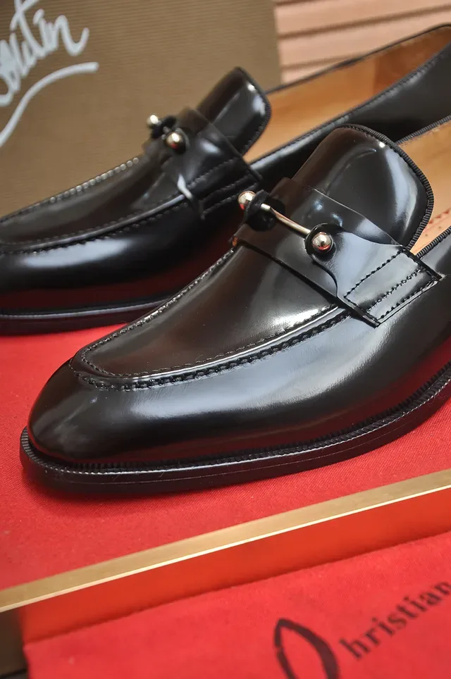 Christian Louboutin Black Red Glossy Patent Leather Horsebit Buckle Detail Loafer 2