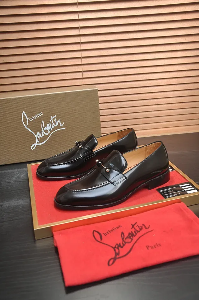 Christian Louboutin Black Red Glossy Patent Leather Horsebit Buckle Detail Loafer 4