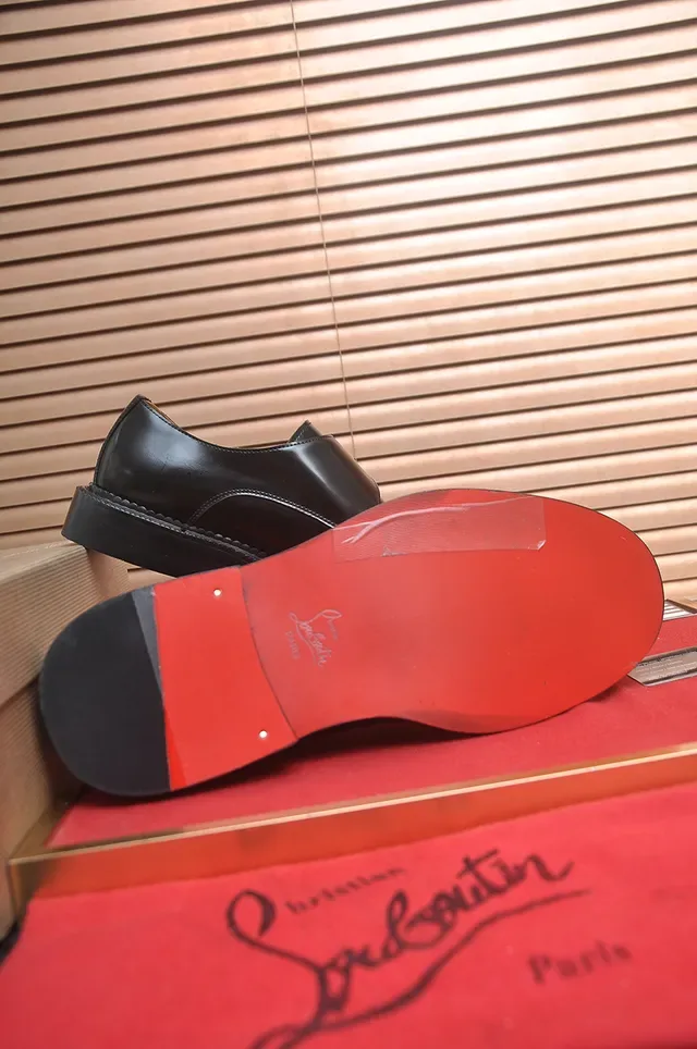 Christian Louboutin Black Red Single Strap Buckle Closure Monk Shoes 3