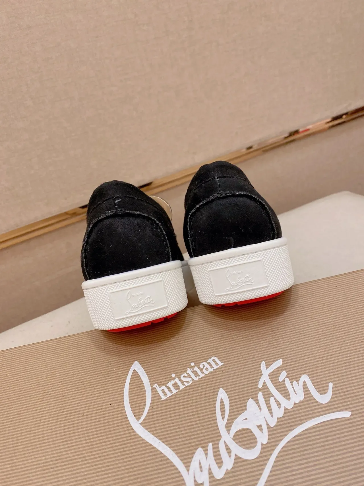 Christian Louboutin Black White Suede Platform Sole Loafer 3