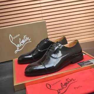 Christian Louboutin Glossy Black Cap-Toe Oxford Shoes