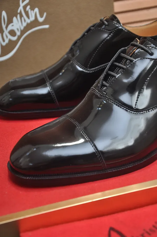 Christian Louboutin Glossy Black Cap-Toe Oxford Shoes 2
