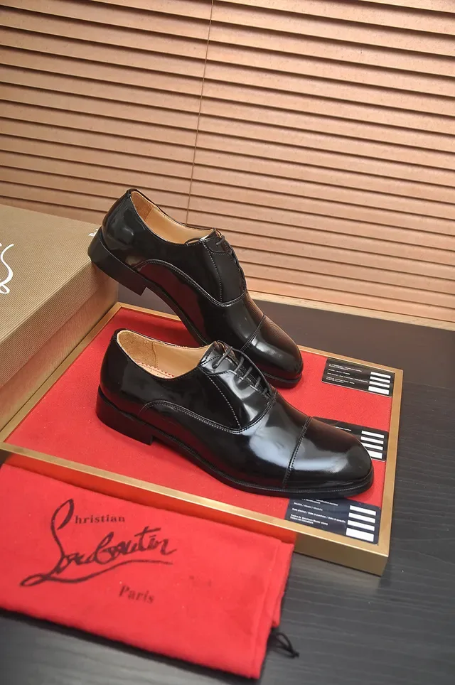 Christian Louboutin Glossy Black Cap-Toe Oxford Shoes 4