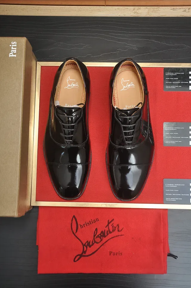 Christian Louboutin Glossy Black Cap-Toe Oxford Shoes 5